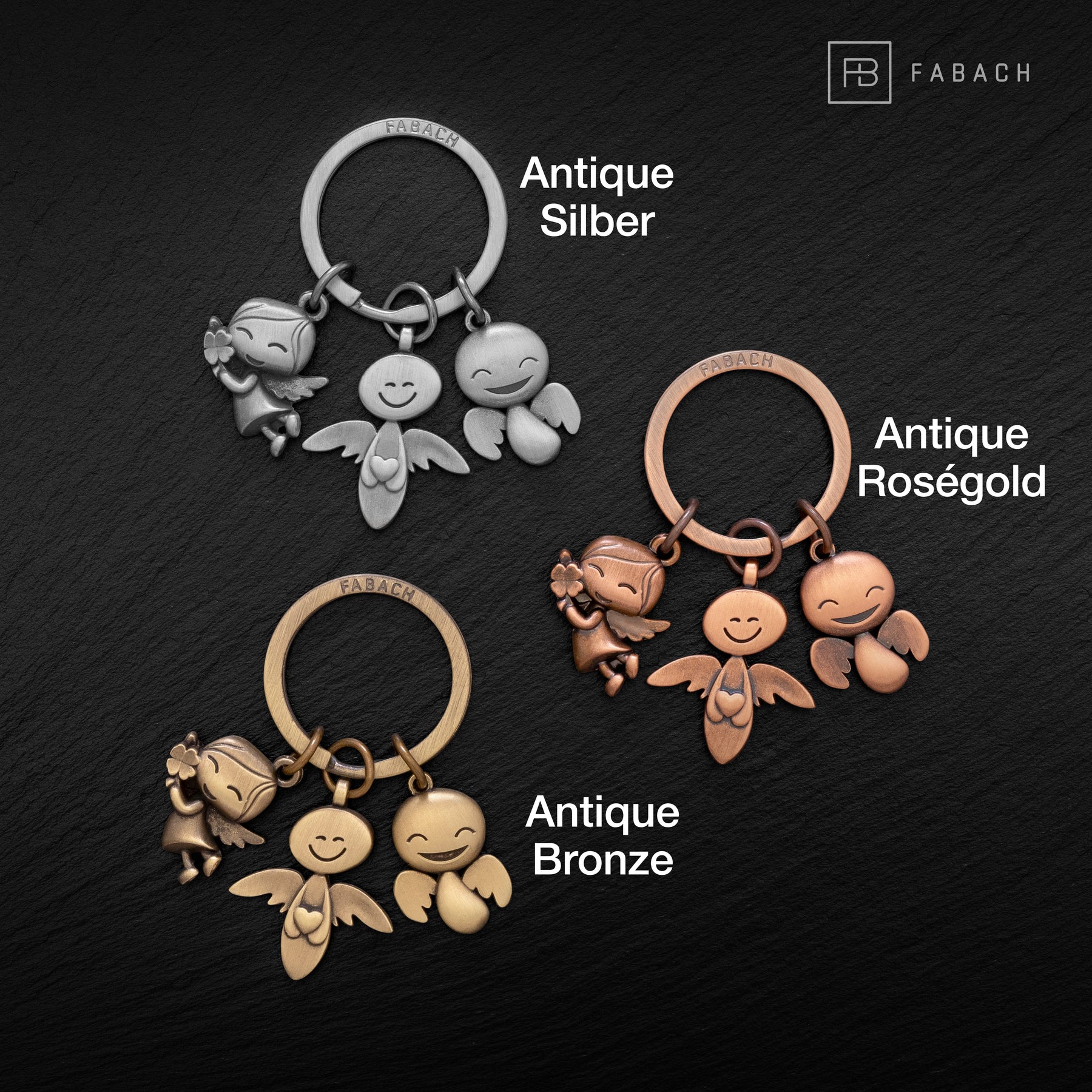Porte-clés ange gardien "3 anges" - porte-bonheur ange - ange porte-bonheur