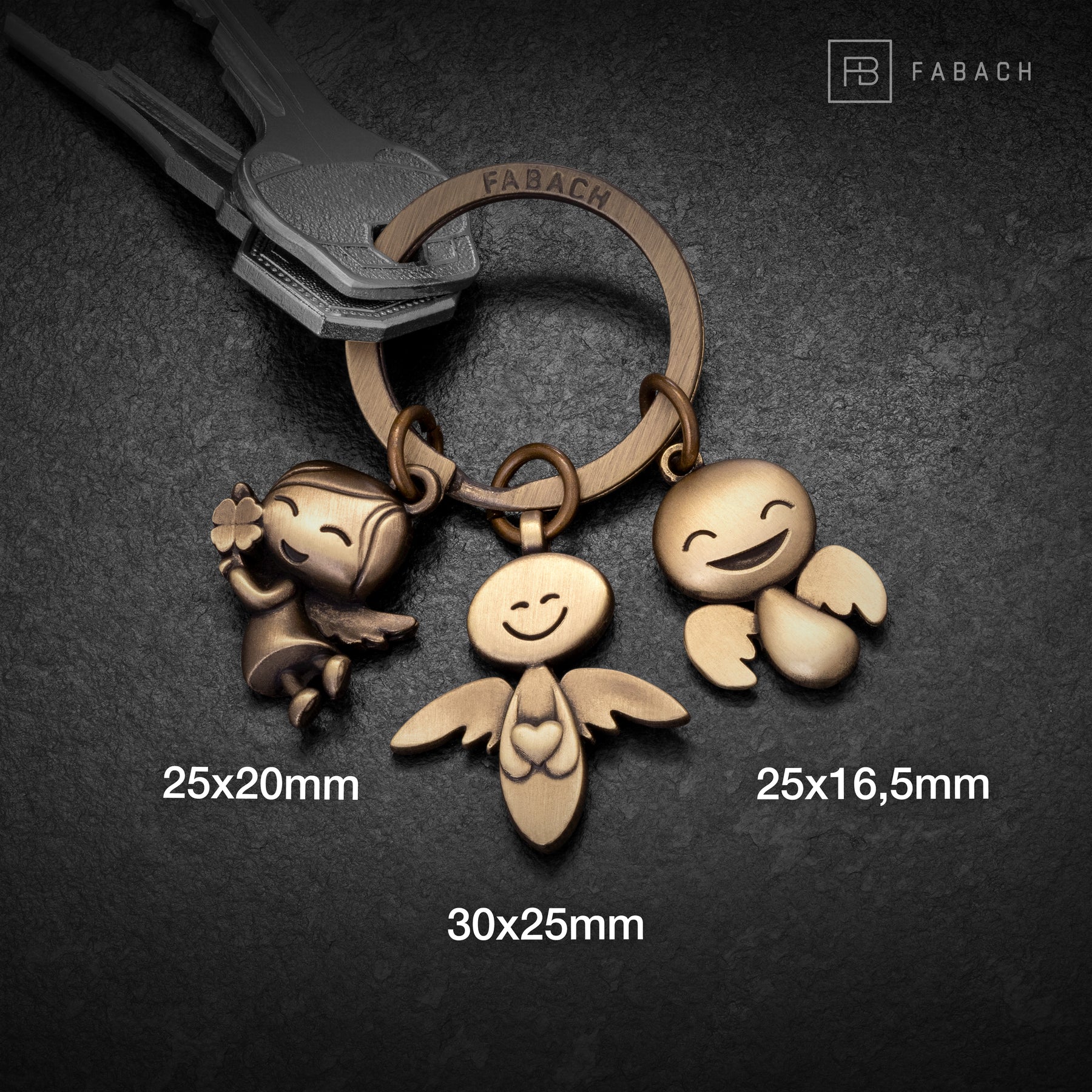 "3 Angels" Guardian Angel Keyring - Angel Lucky Charm - Lucky Angel