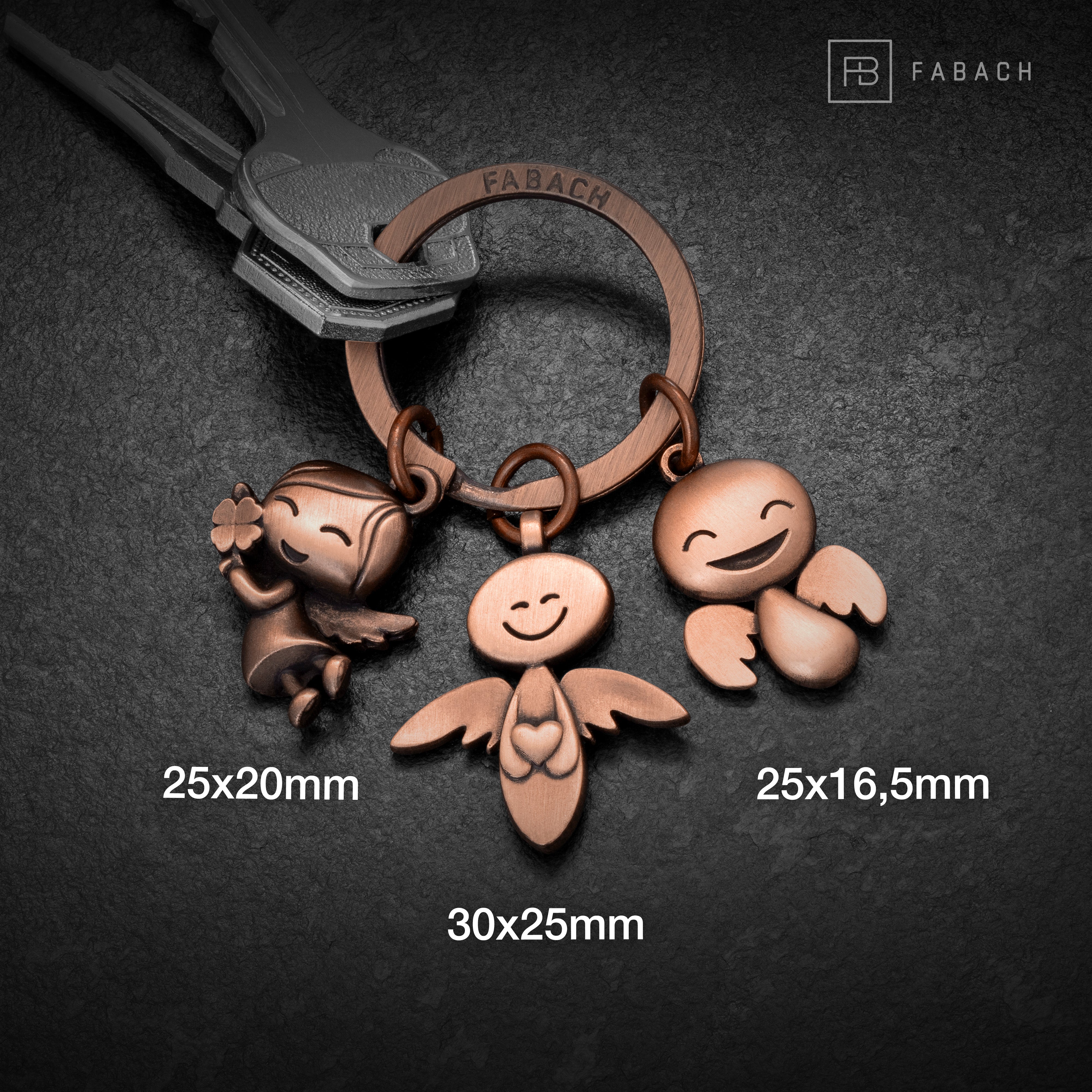 "3 Engel" Schutzengel Schlüsselanhänger - Engel Glücksbringer - Glücksengel - FABACH#Farbe_Antique Roségold