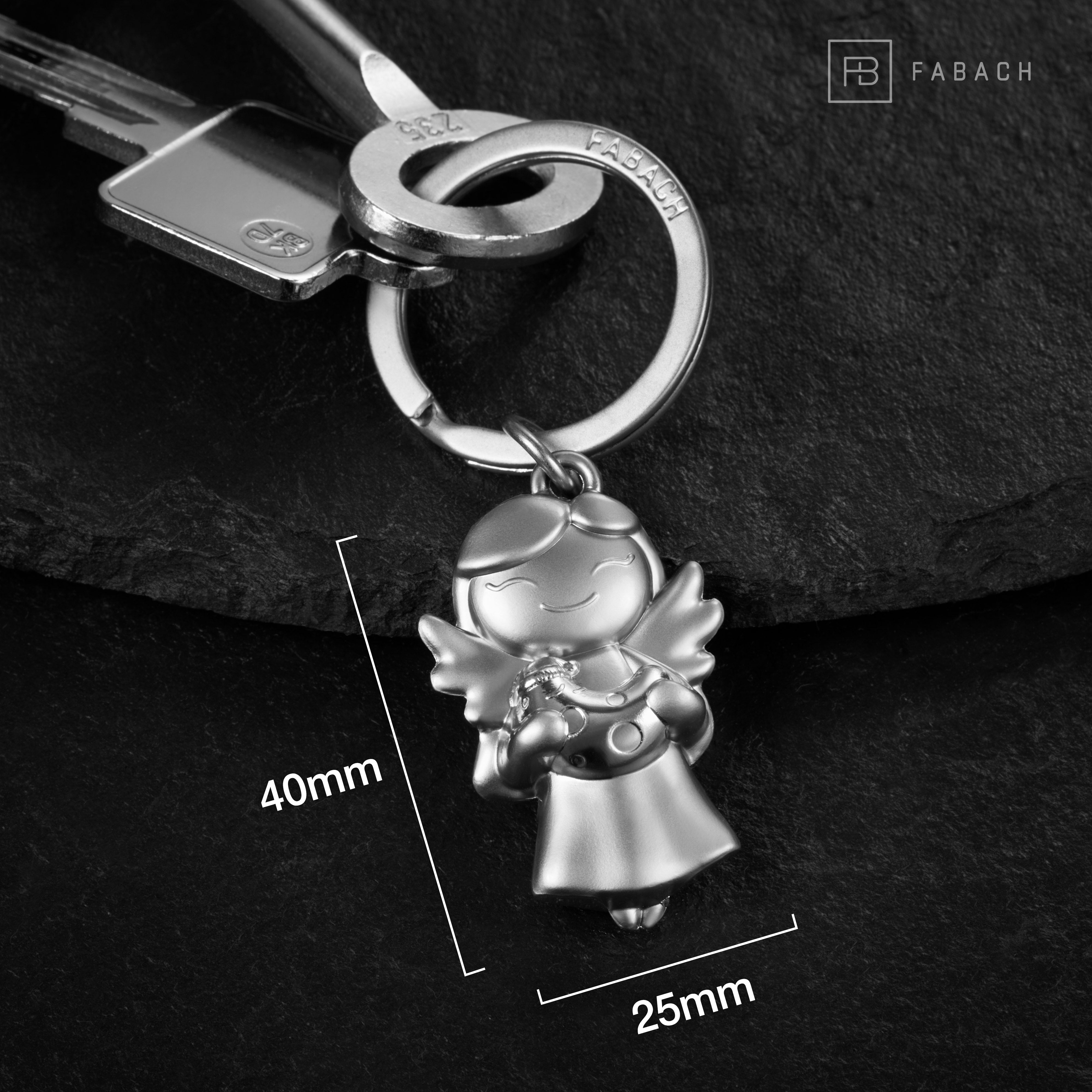 "Star" Schutzengel Schlüsselanhänger - Glücksengel mit Mond - Engel Glücksbringer - FABACH#Farbe_Silber
