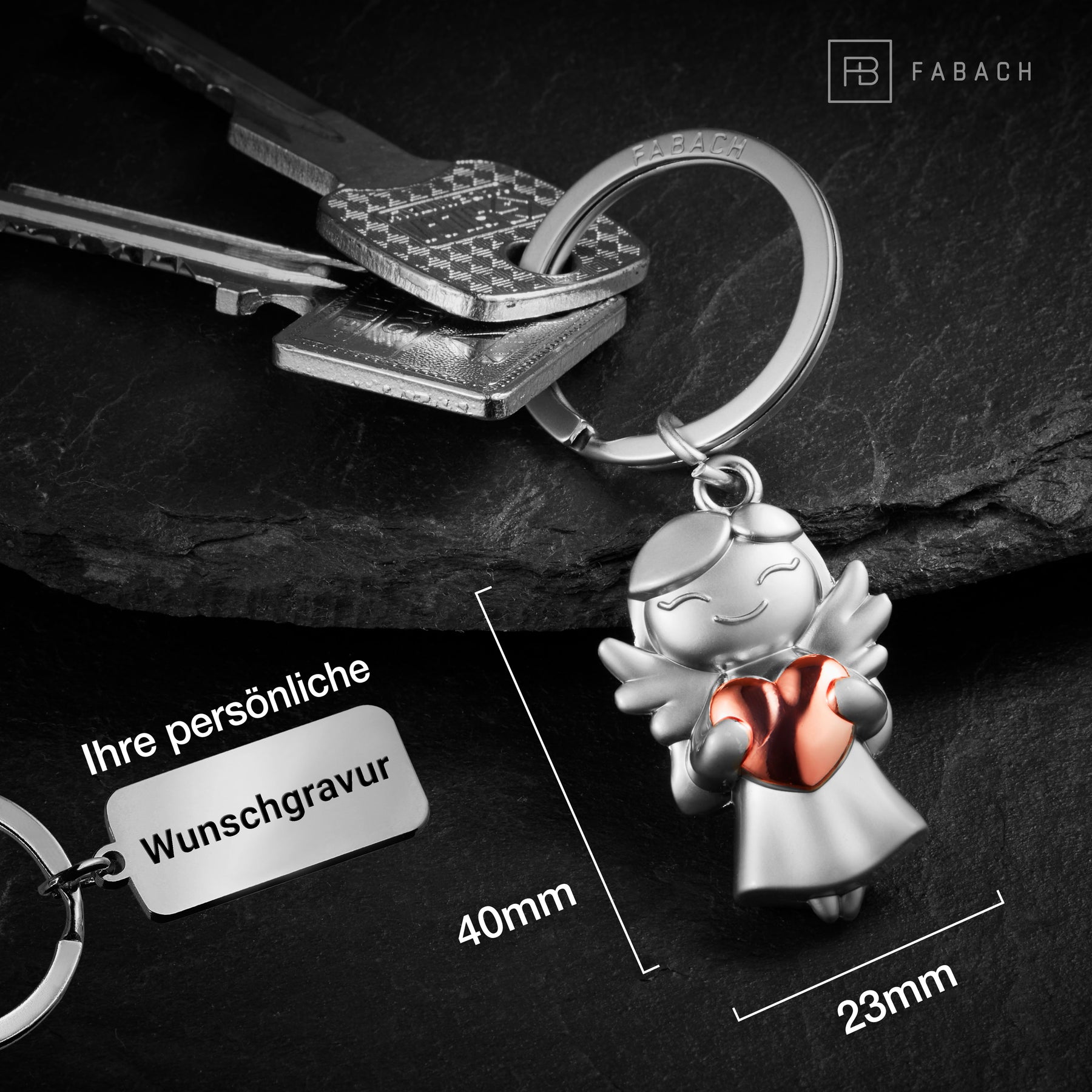 "Star" Guardian Angel Keyring - Lucky Angel with Heart - Angel Lucky Charm