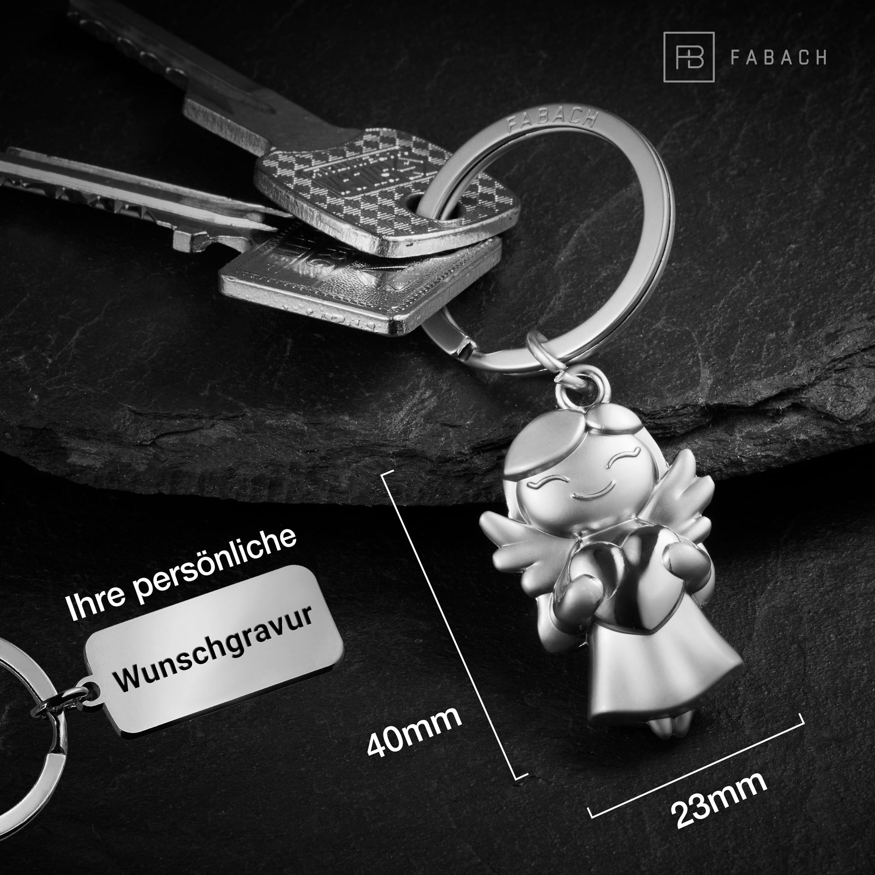 "Star" Schutzengel Schlüsselanhänger - Glücksengel mit Herz - Engel Glücksbringer