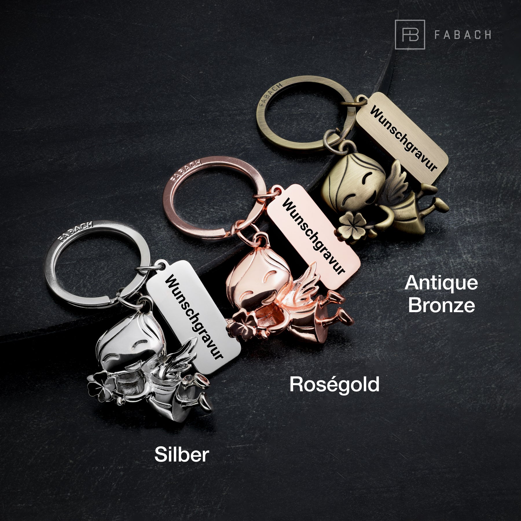 Porte-clés ange gardien "Lucky" - porte-bonheur ange - ange porte-bonheur avec feuille de trèfle