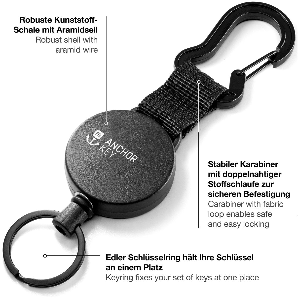 "Anchor Key" Schlüsselrolle Schlüsselanhänger-Jojo mit ausziehbarem Aramidseil