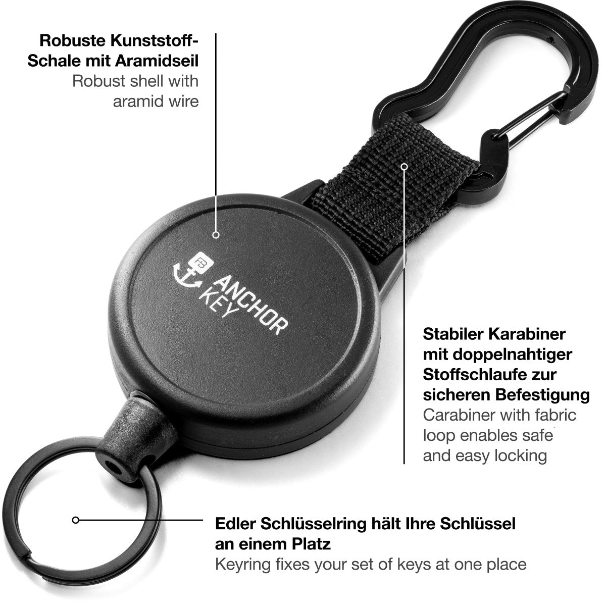 "Anchor Key" Schlüsselrolle Schlüsselanhänger-Jojo mit ausziehbarem Aramidseil - FABACH – Die Schlüsselanhänger-Schmiede#verwendungszweck_sport/pro (heavy-use)