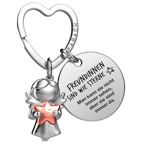 "Beste Freundin" Schutzengel Schlüsselanhänger - Schutzengel Star mit Stern und Gravur Plättchen mit liebevoller Botschaft - FABACH – Die Schlüsselanhänger - Schmiede