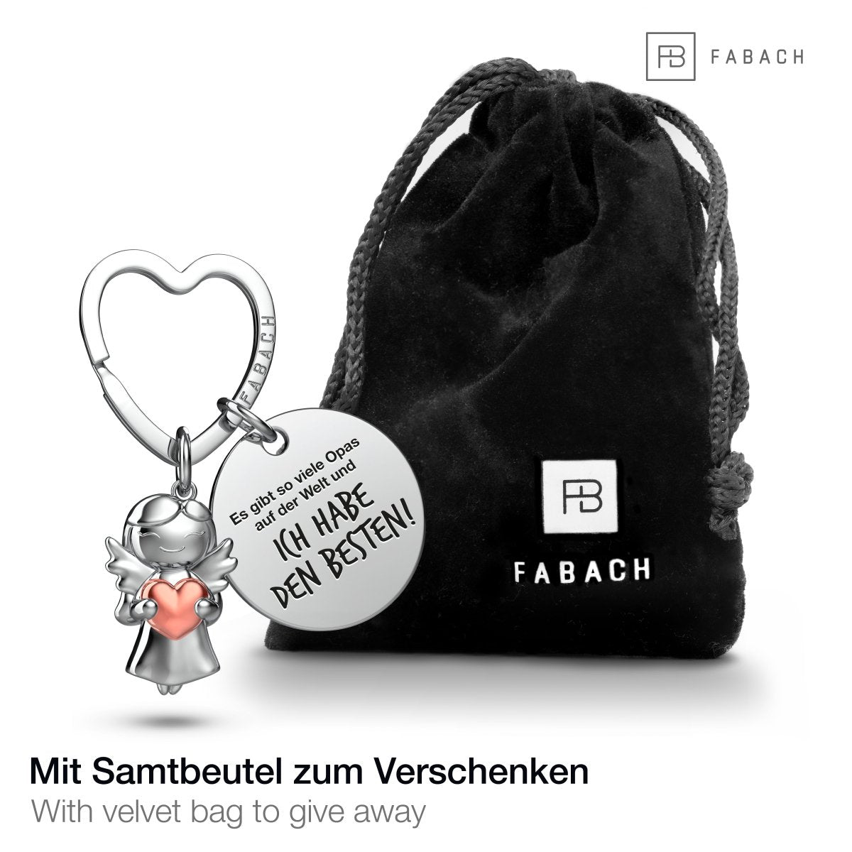 "Bester Opa" Schutzengel Schlüsselanhänger - Schutzengel Star mit Herz und Gravur Plättchen mit liebevoller Botschaft - FABACH#botschaft_Ich Habe Den Besten