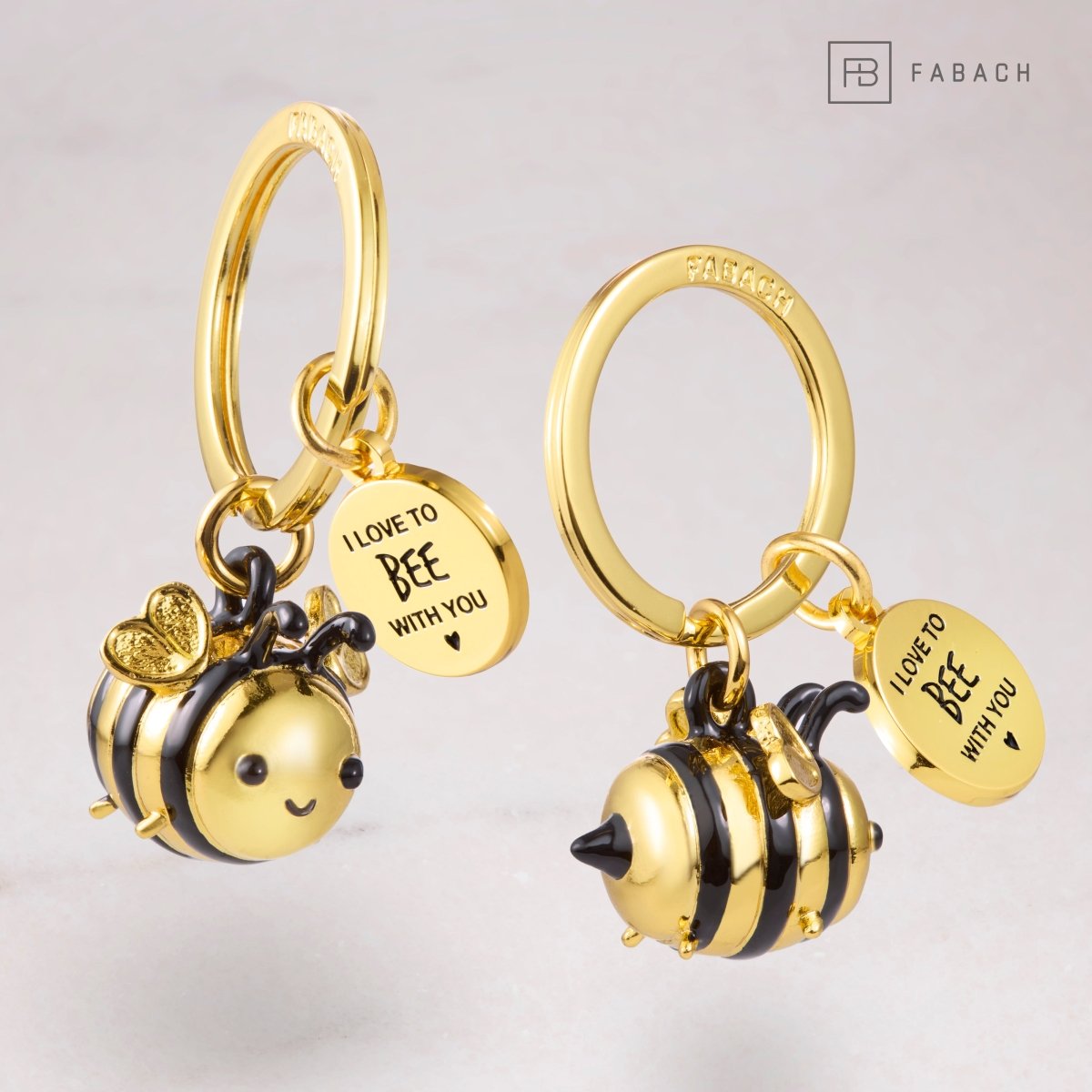 Biene Schlüsselanhänger mit Gravur "I love to bee with you" - Hummel Glücksbringer - FABACH – Die Schlüsselanhänger-Schmiede