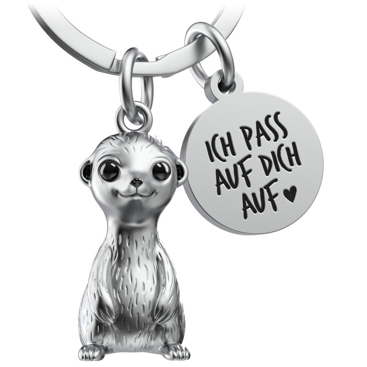 Erdmännchen Schlüsselanhänger "Sammy" mit Gravur - Meerkat Glücksbringer Geschenk mit Gravur "Pass auf dich auf" - FABACH – Die Schlüsselanhänger - Schmiede