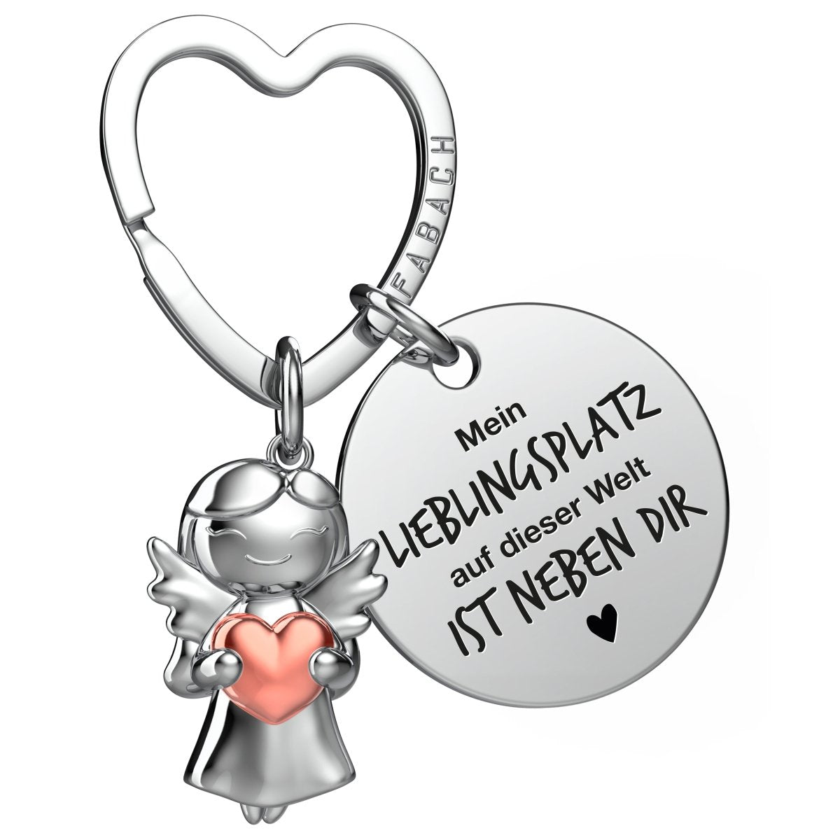 "Ich liebe dich" Schutzengel Schlüsselanhänger - Schutzengel Star mit Herz und Gravur Plättchen mit liebevoller Botschaft