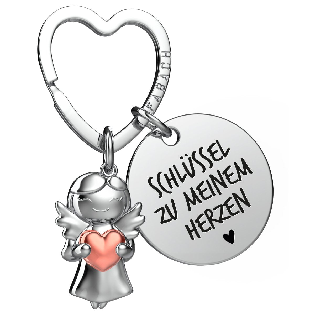 "Ich liebe dich" Schutzengel Schlüsselanhänger - Schutzengel Star mit Herz und Gravur Plättchen mit liebevoller Botschaft