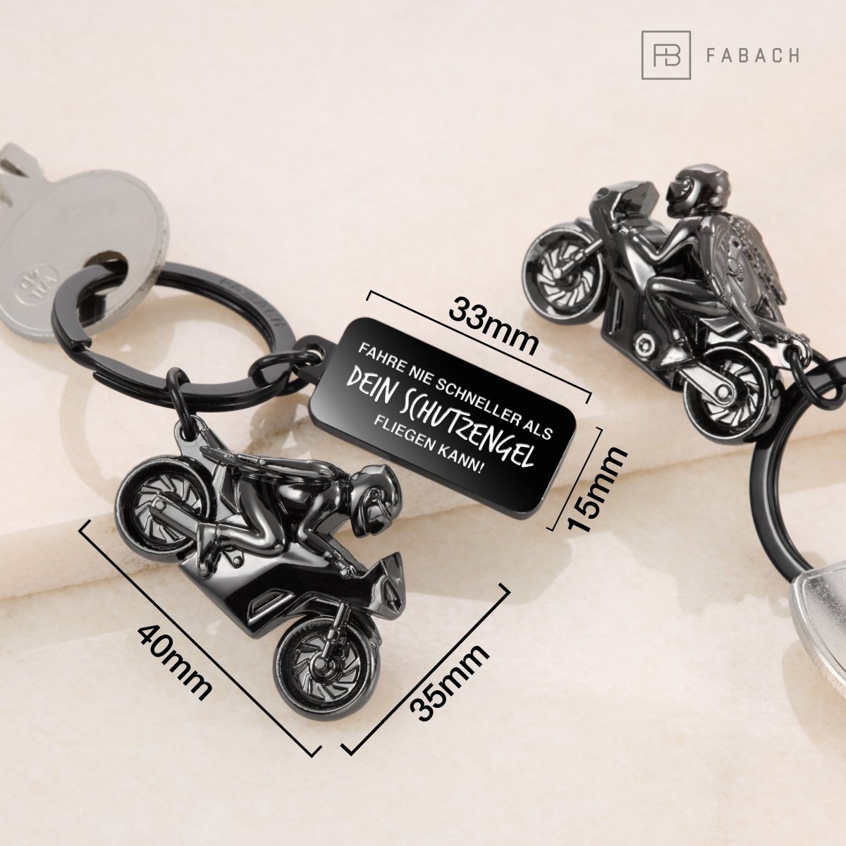 "Motorradengel" Schutzengel Schlüsselanhänger Motorrad - Engel Glücksbringer für Motorradfahrer