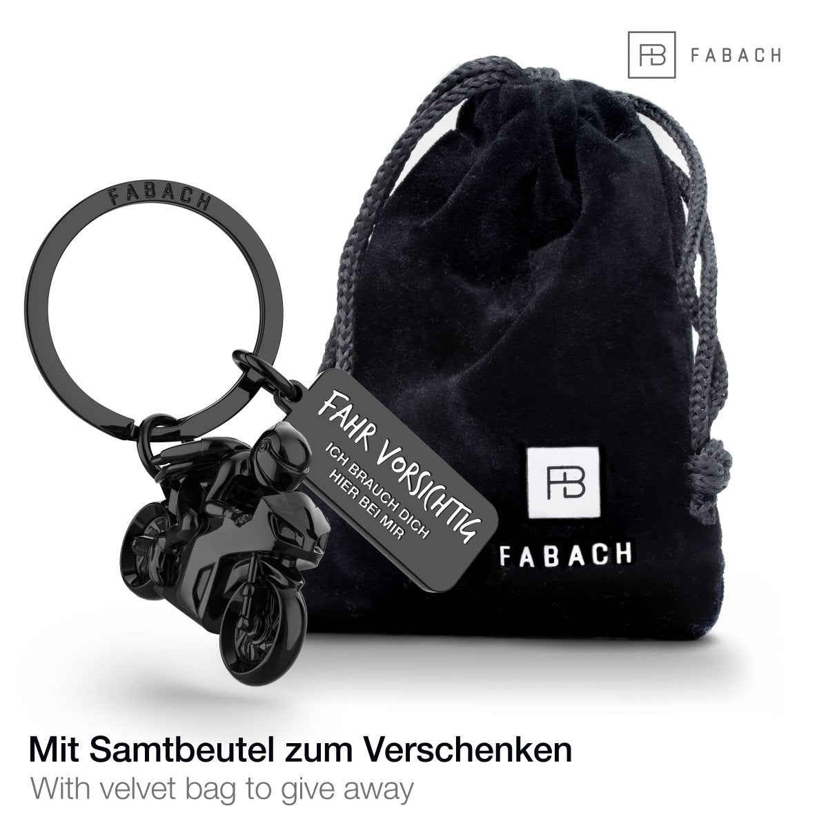 "Motorradengel" Schutzengel Schlüsselanhänger Motorrad - Engel Glücksbringer für Motorradfahrer - FABACH#botschaft_Fahr Vorsichtig