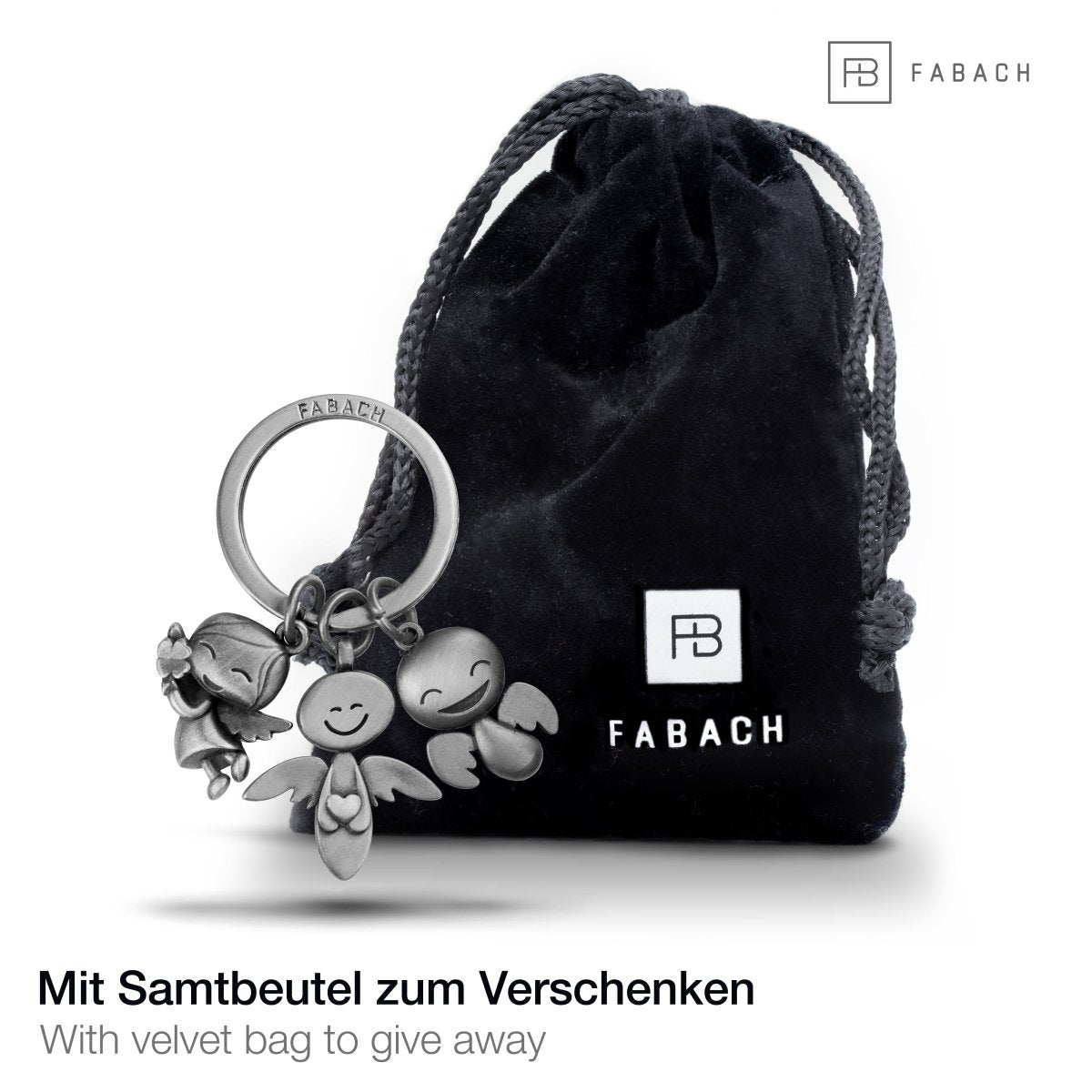 "3 Engel" Schutzengel Schlüsselanhänger - Engel Glücksbringer - Glücksengel - FABACH#Farbe_Antique Silber