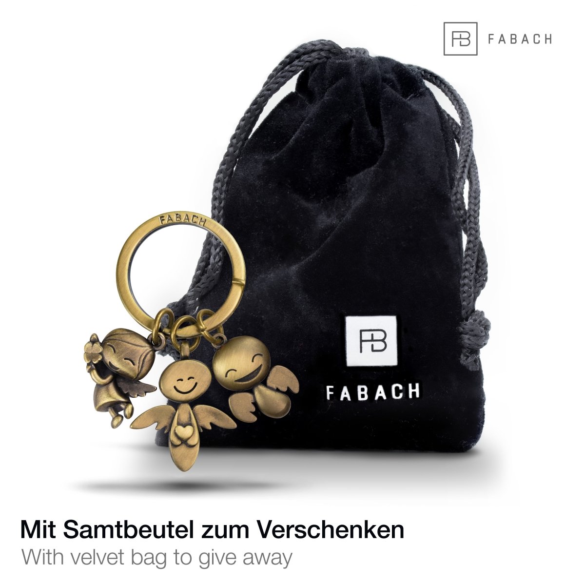 "3 Engel" Schutzengel Schlüsselanhänger - Engel Glücksbringer - Glücksengel - FABACH#Farbe_Antique Bronze