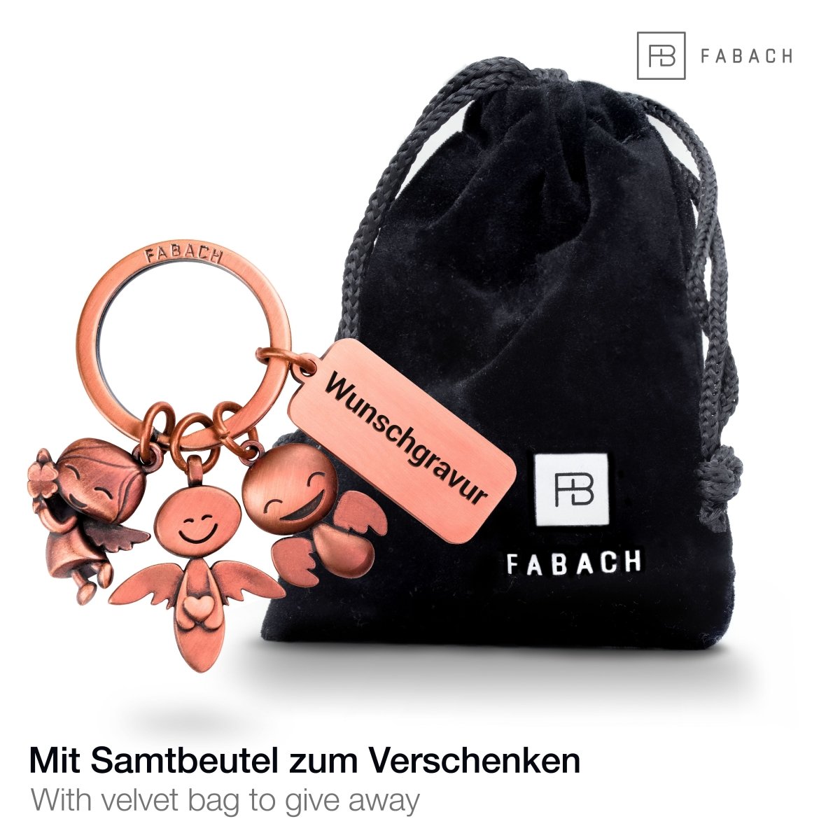 "3 Engel" Schutzengel Schlüsselanhänger - Engel Glücksbringer mit Botschaft Gravur "Fahre nie schneller als deine Schutzengel"