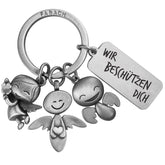"3 Engel" Schutzengel Schlüsselanhänger - Engel Glücksbringer mit Botschaft Gravur "Wir beschützen Dich" - FABACH#farbe_antique silber#botschaft_wir beschützen dich