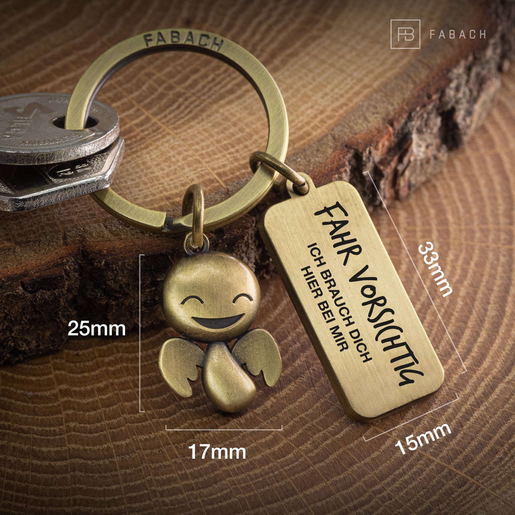 Porte-clés Ange Gardien "Happy" - Porte-Bonheur avec Message Gravé "Conduisez Prudemment"