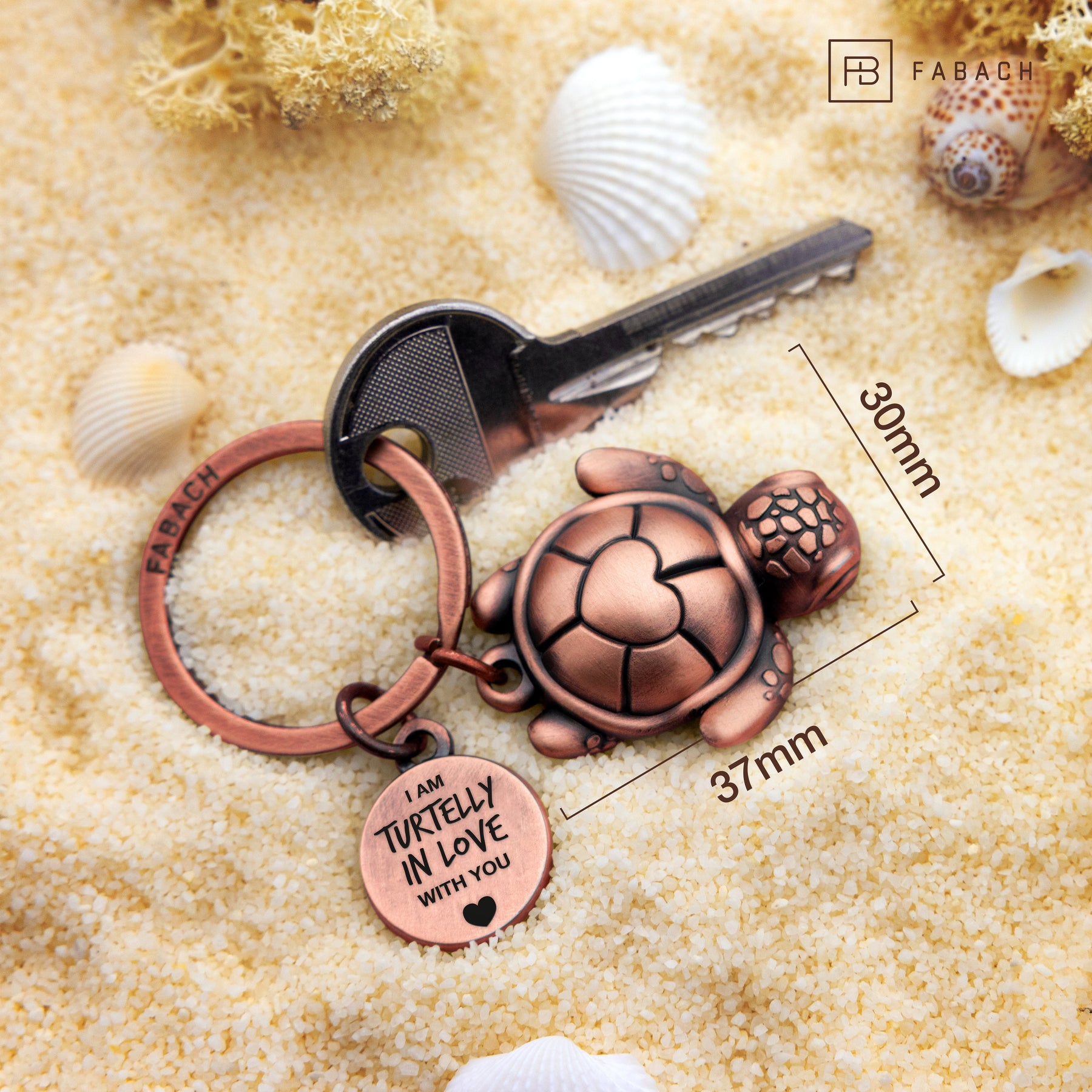"Turtelly in Love" turtle keychain "Snappy" with engraving - loving lucky charm companion