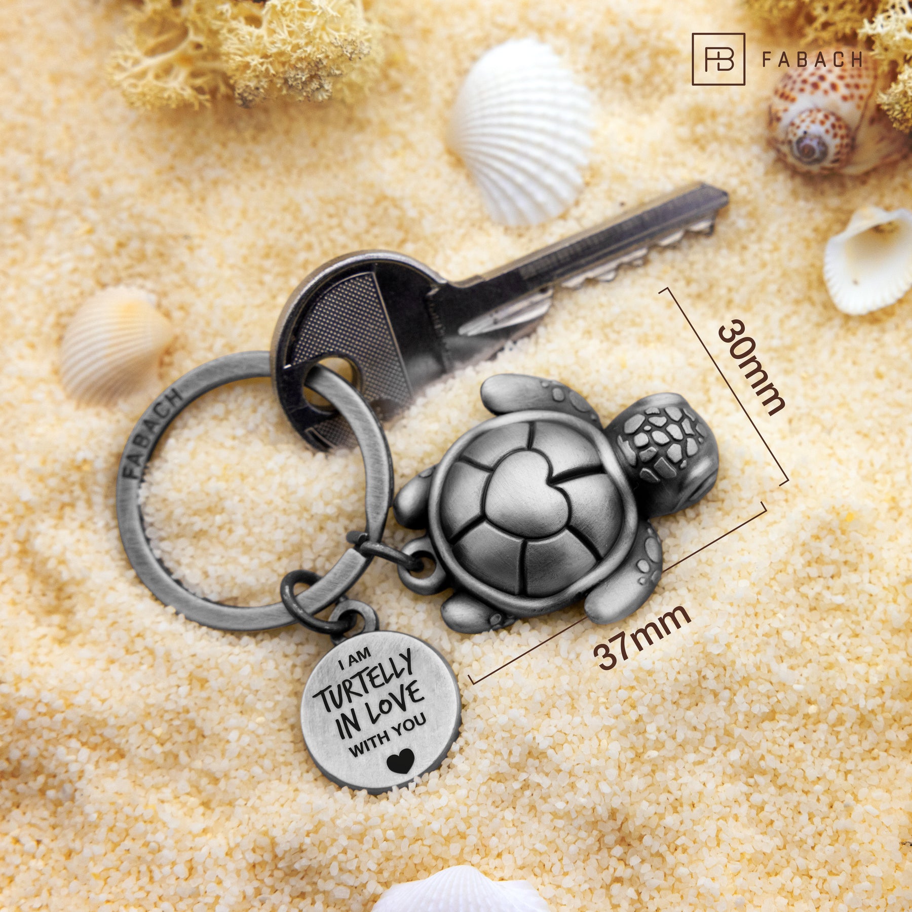 "Turtelly in Love" turtle keychain "Snappy" with engraving - loving lucky charm companion