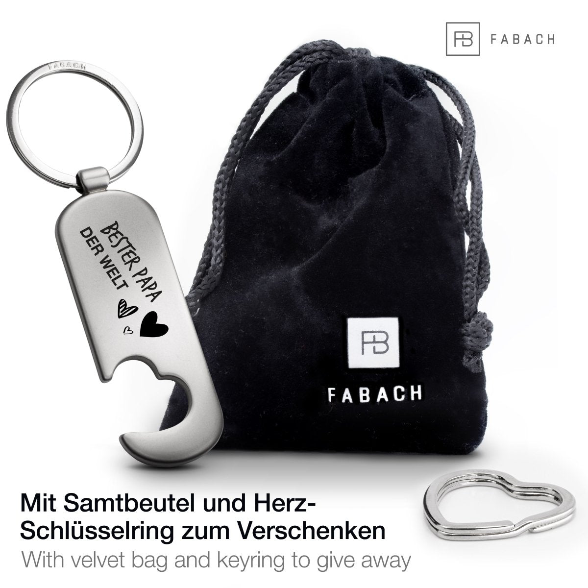 "Bester Papa der Welt" Schlüsselanhänger mit Flaschenöffner und Gravur - FABACH