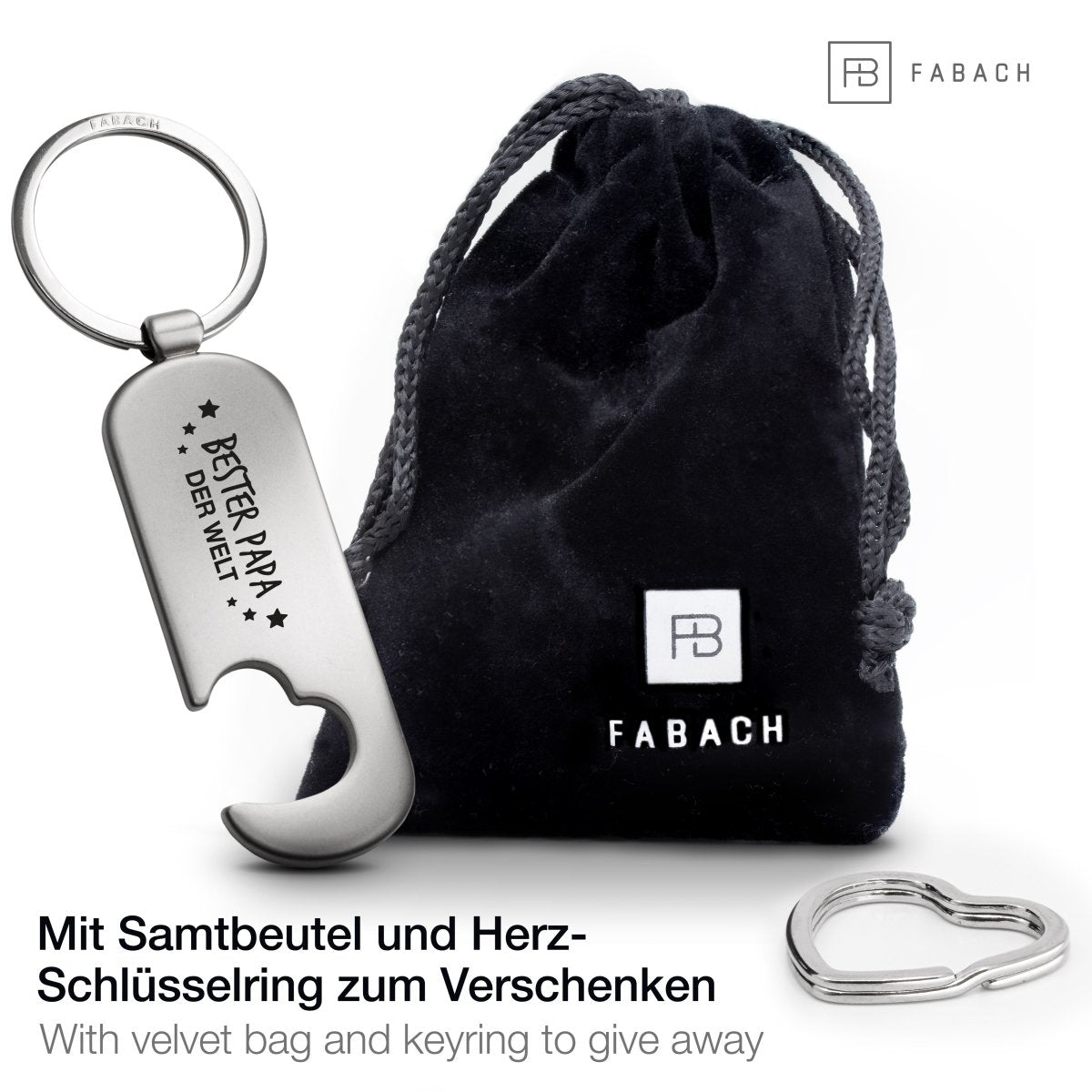 "Bester Papa der Welt" Schlüsselanhänger mit Flaschenöffner und Gravur - FABACH