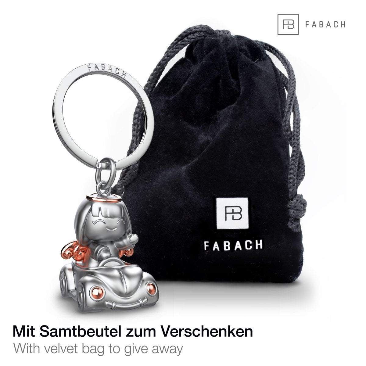 "Carla" im Auto - Schutzengel Schlüsselanhänger - Fahranfänger Auto Glücksbringer Engel - FABACH#farbe_roségold