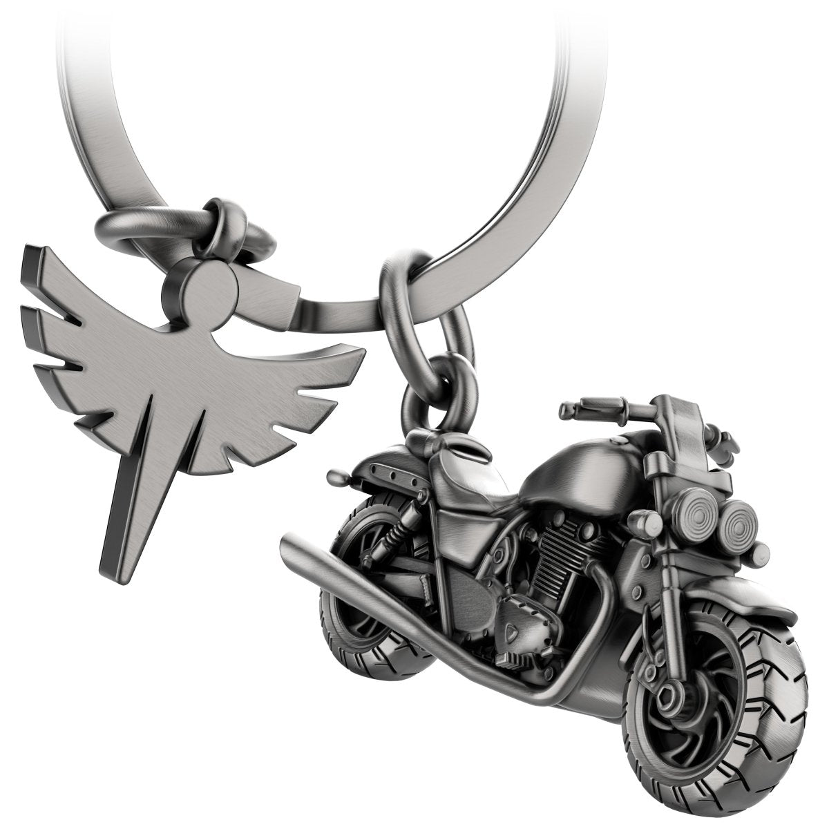 Porte-clés moto "Chopper" avec ange gardien - porte-bonheur ange pour motocyclistes fans de chopper
