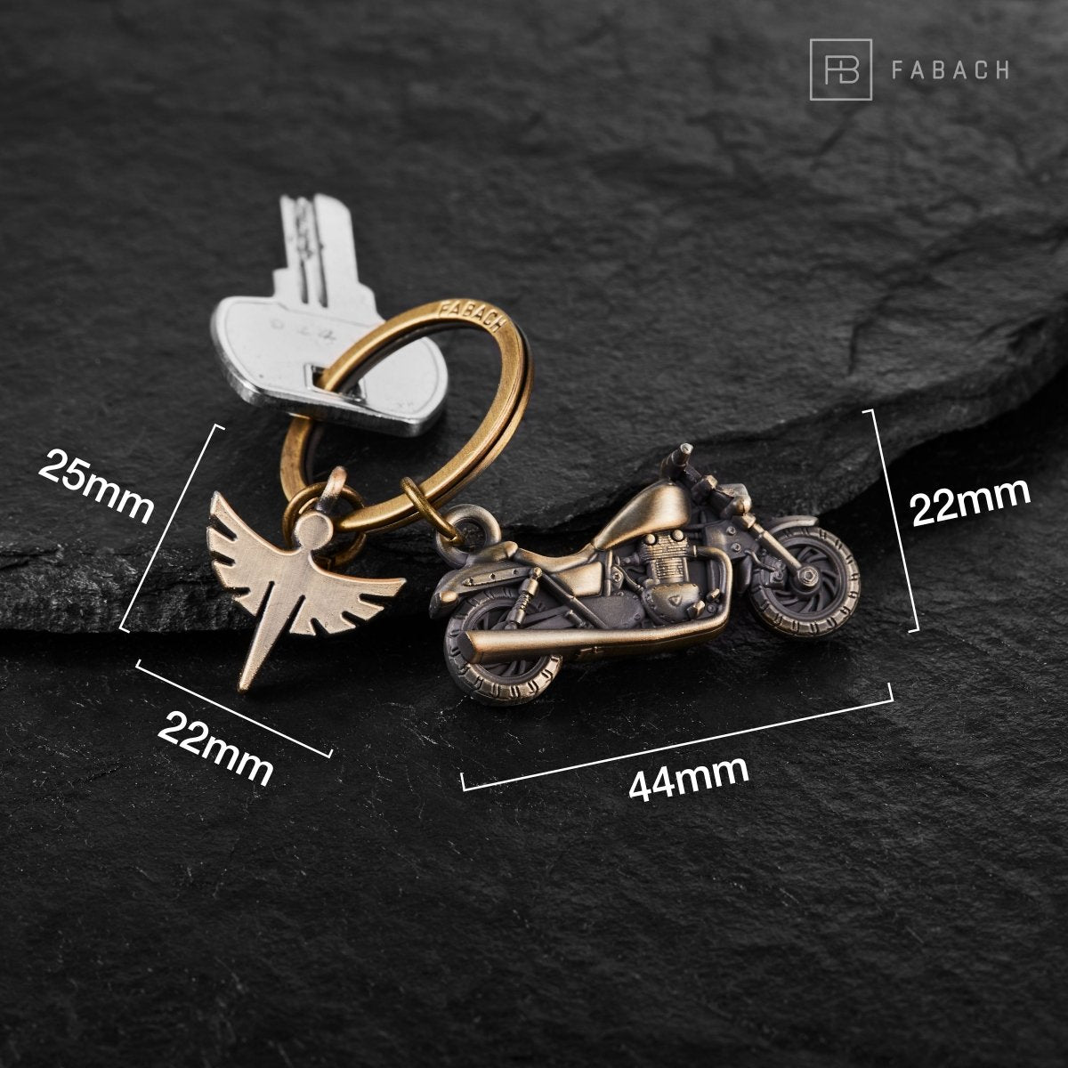 Porte-clés moto "Chopper" avec ange gardien - porte-bonheur ange pour motocyclistes fans de chopper