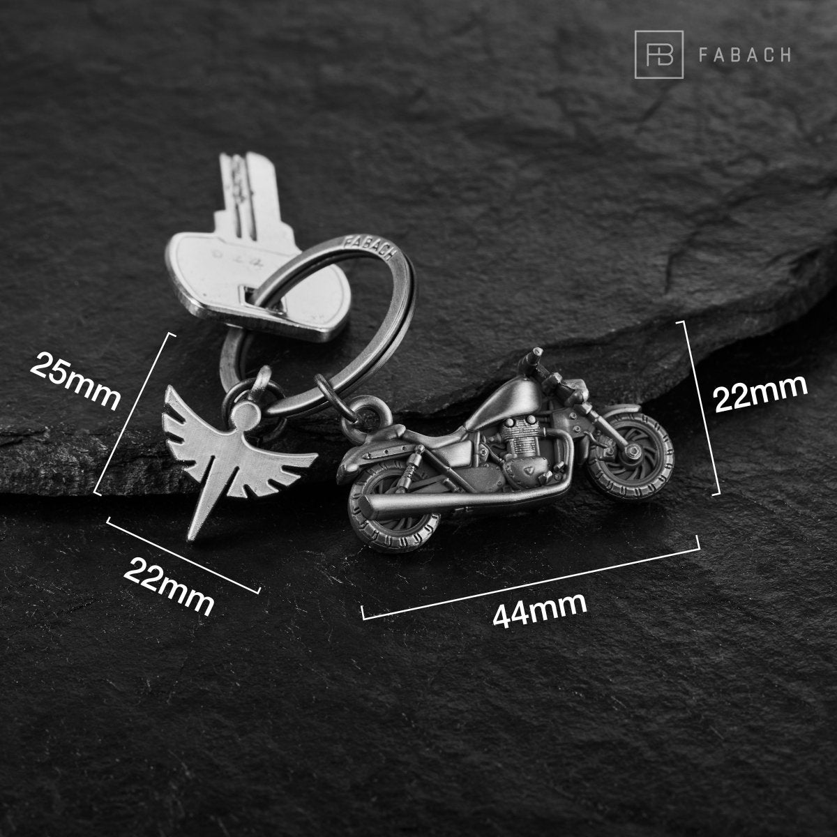 Porte-clés moto "Chopper" avec ange gardien - porte-bonheur ange pour motocyclistes fans de chopper
