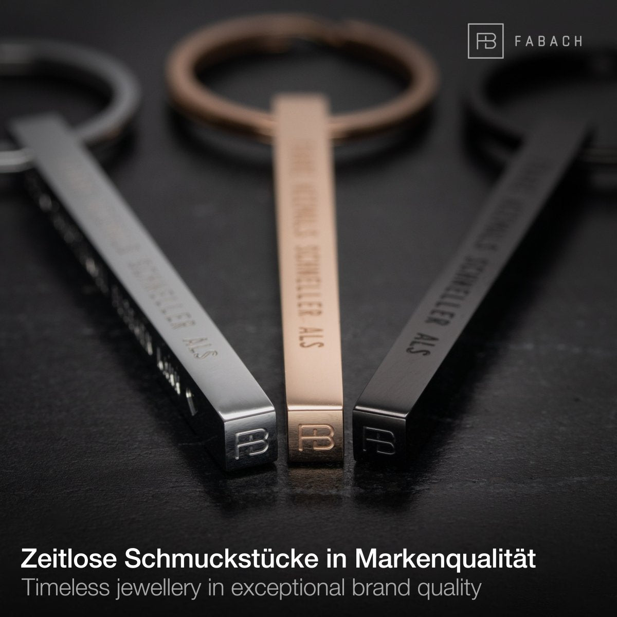 "Cuboid" Quader Schlüsselanhänger aus Edelstahl - Stäbchen Anhänger mit Gravur "Schutzengel" - FABACH