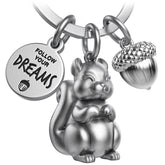 "Follow your Dreams" Eichhörnchen Schlüsselanhänger "Skippy" mit Gravur - Süßer Glücksbringer Mutmacher - FABACH#farbe_antique silber