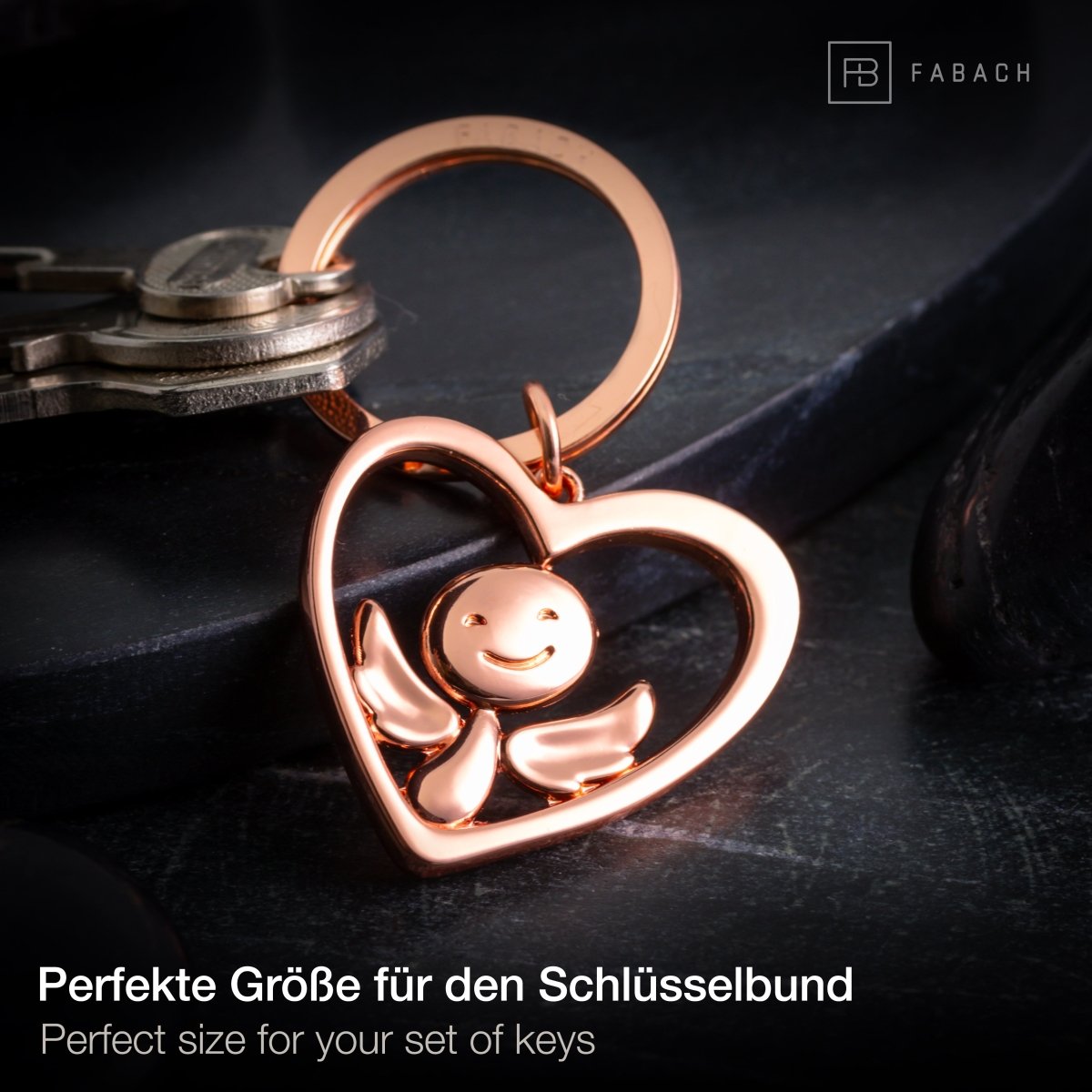 "Furfur im Herz" Schutzengel Schlüsselanhänger - Engel Glücksbringer - FABACH#farbe_roségold