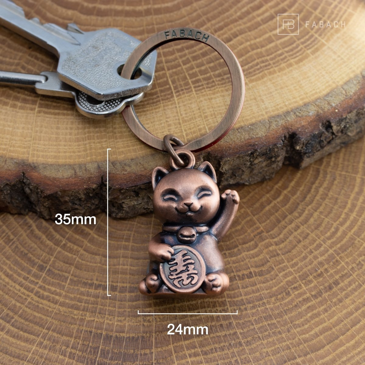 Glückskatze Winkekatze Schlüsselanhänger "Maneki Neko" - Süßer Lucky Cat Katze Anhänger - Katze Glücksbringer - FABACH#farbe_antique roségold