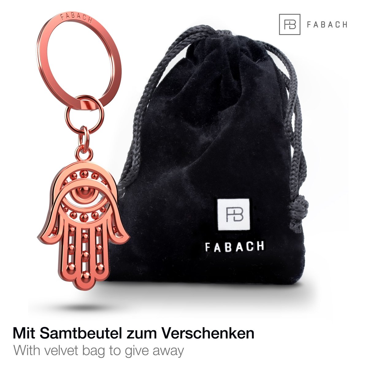 "Hamsa" Hand Fatimas Schlüsselanhänger Amulett - Hand der Fatima Talisman - Abwehr böses Auge - FABACH#farbe_roségold