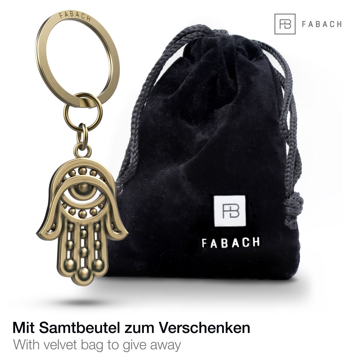 "Hamsa" Hand Fatimas Schlüsselanhänger Amulett - Hand der Fatima Talisman - Abwehr böses Auge - FABACH#farbe_antique bronze