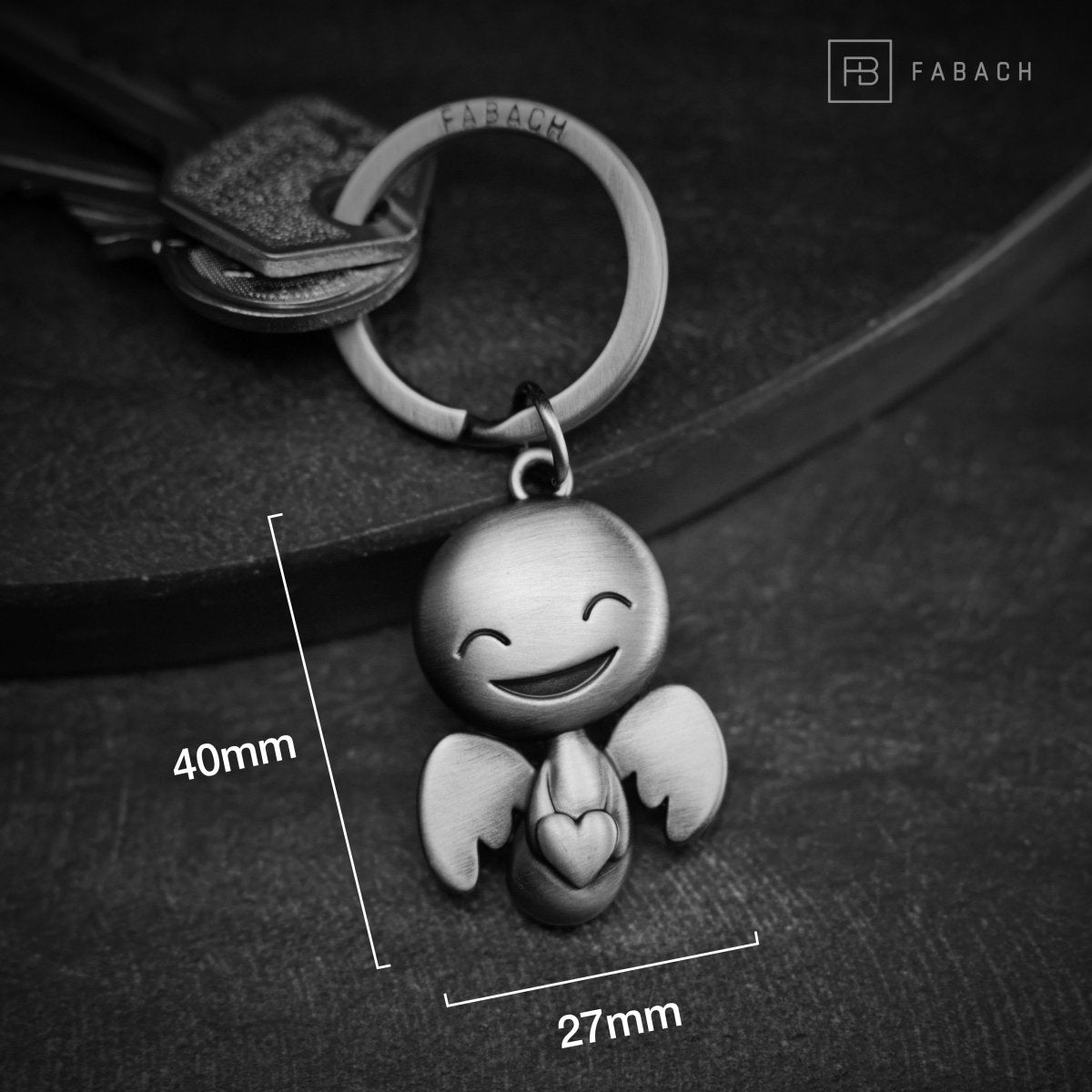 "Happy" avec coeur - porte-clés ange gardien - porte-bonheur ange