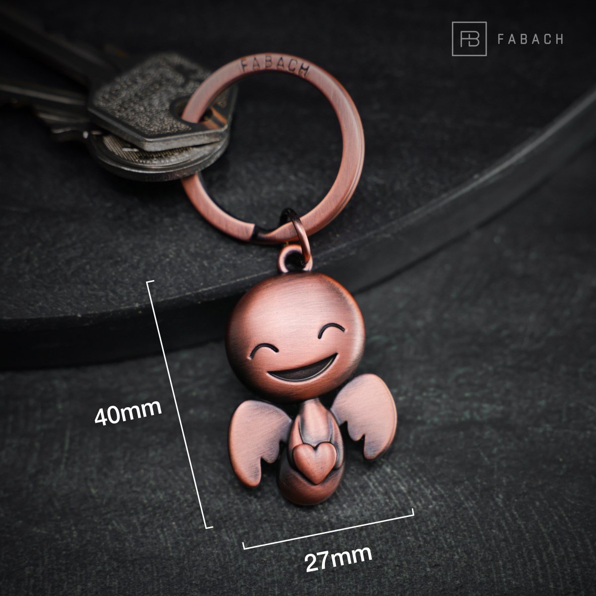 "Happy" avec coeur - porte-clés ange gardien - porte-bonheur ange