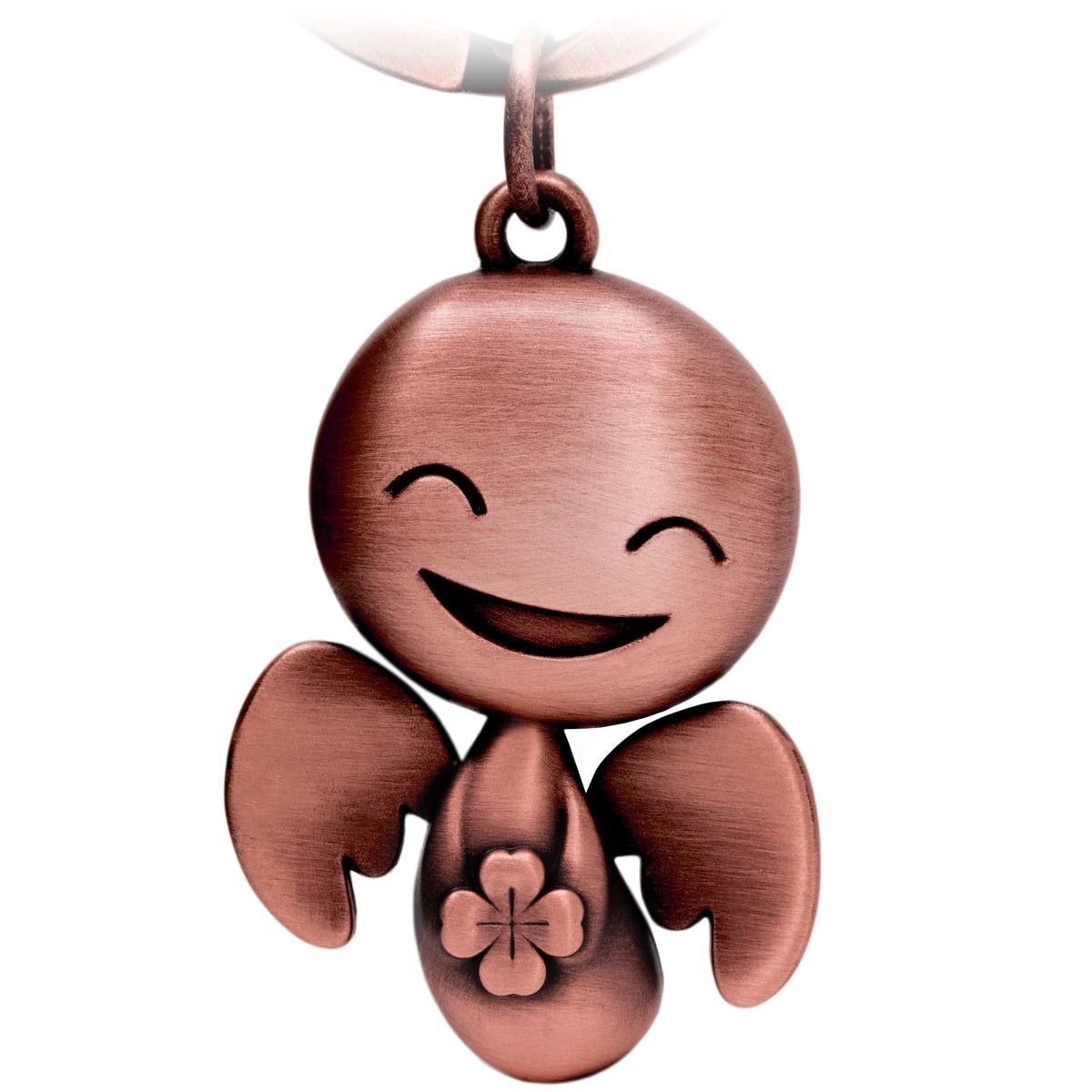 "Happy" mit Kleeblatt - Schutzengel Schlüsselanhänger - Engel Glücksbringer - Viel Glück Glücksengel - FABACH#farbe_antique roségold