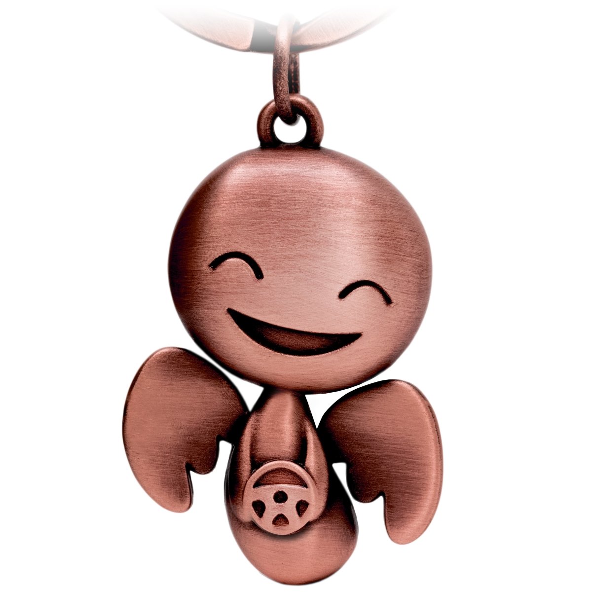 "Happy" mit Lenkrad - Schutzengel Schlüsselanhänger Fahr vorsichtig - Engel Glücksbringer Auto - FABACH#farbe_antique roségold