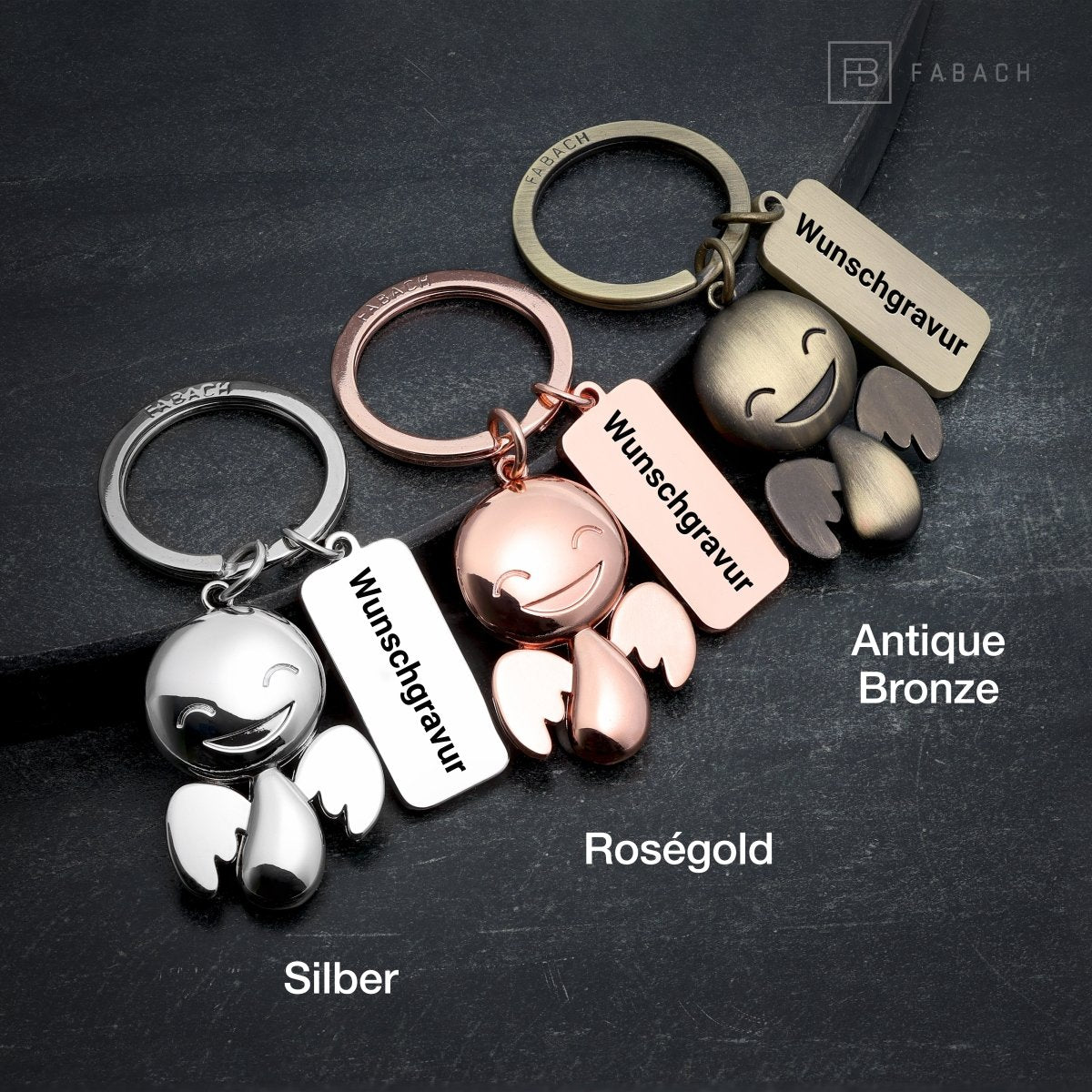 "Happy" Schutzengel Schlüsselanhänger - Engel Glücksbringer - FABACH#personalisierung_mit gravur (+5.00€)