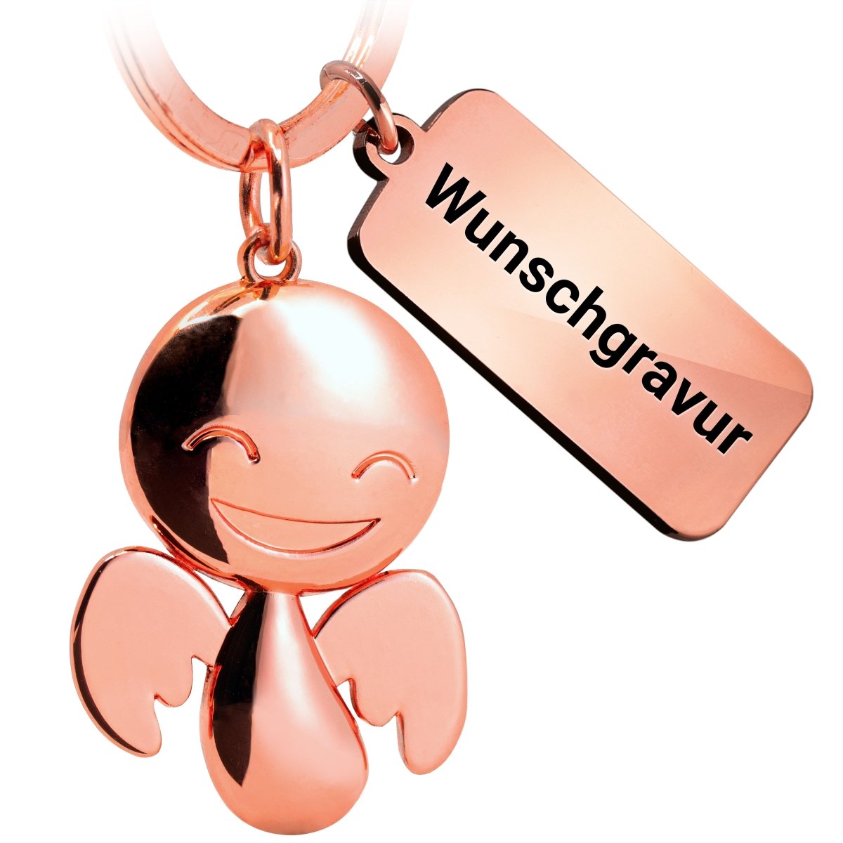 "Happy" Schutzengel Schlüsselanhänger - Engel Glücksbringer - FABACH#farbe_roségold#personalisierung_mit gravur (+5.00€)