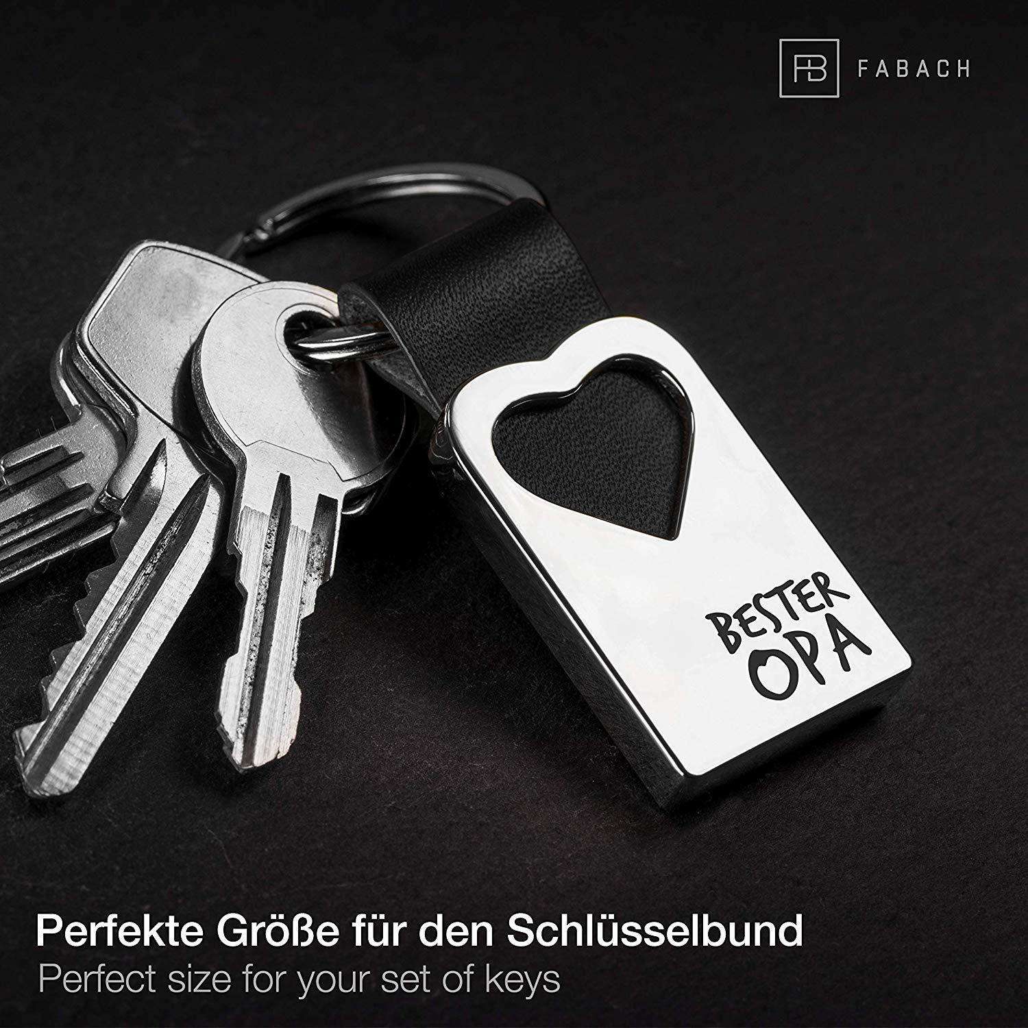 "Bester Opa" Herz-Schlüsselanhänger mit Gravur aus Leder - FABACH