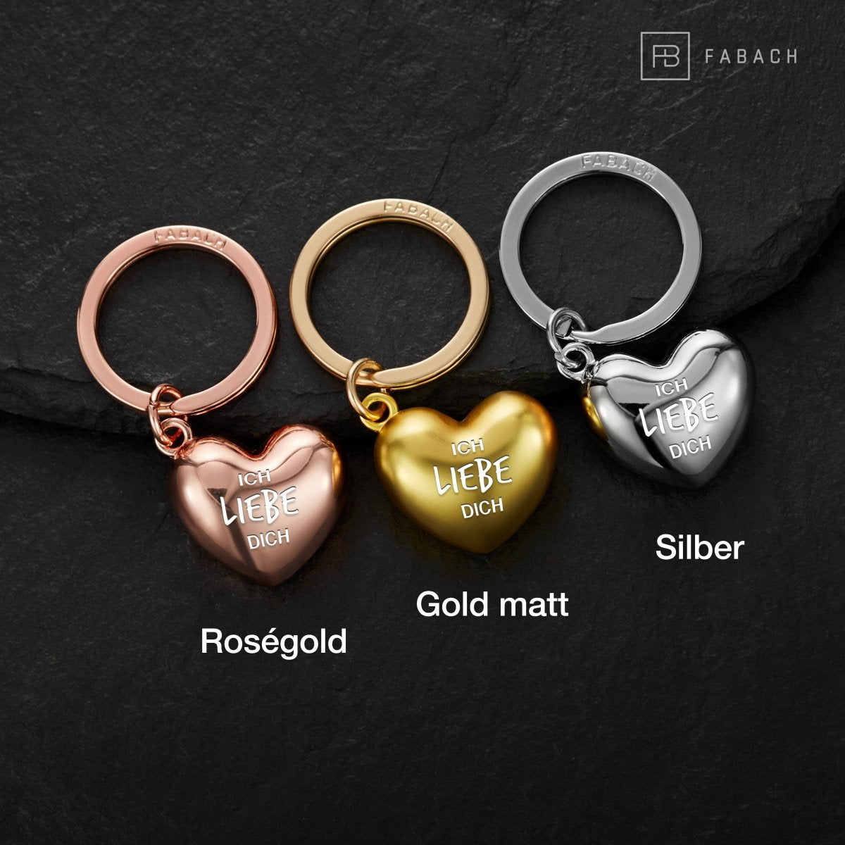 Herz Schlüsselanhänger mit Gravur - "Ich liebe dich" - Glücksbringer Geschenk für Partner Freundin Ehefrau - FABACH – Die Schlüsselanhänger-Schmiede