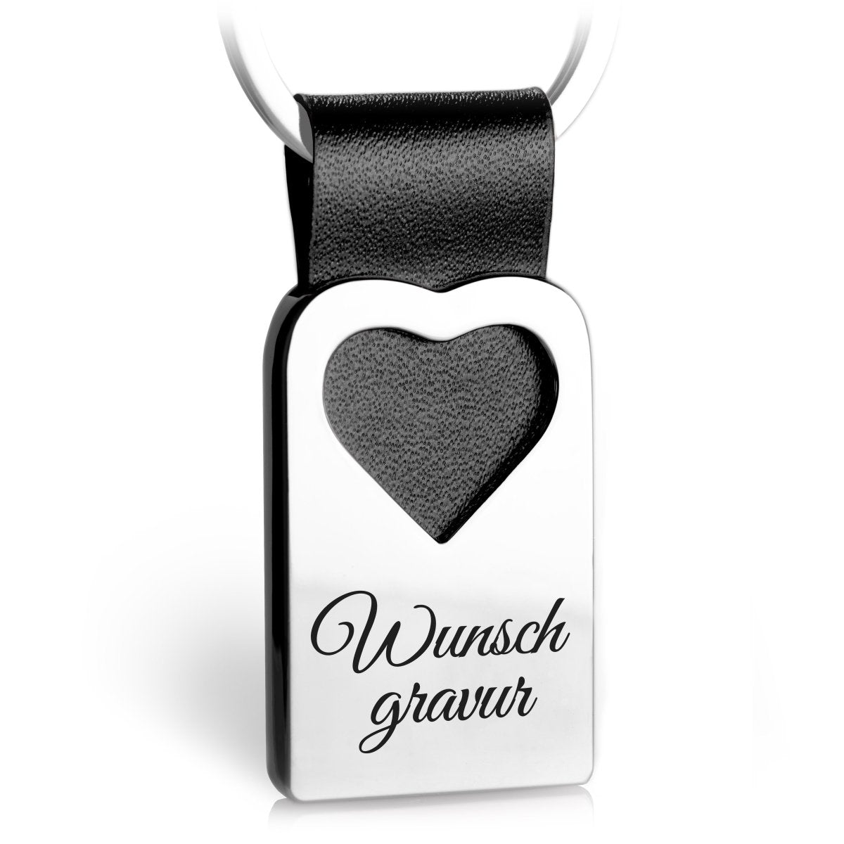 Herz-Schlüsselanhänger mit personalisierter Wunschgravur aus Leder