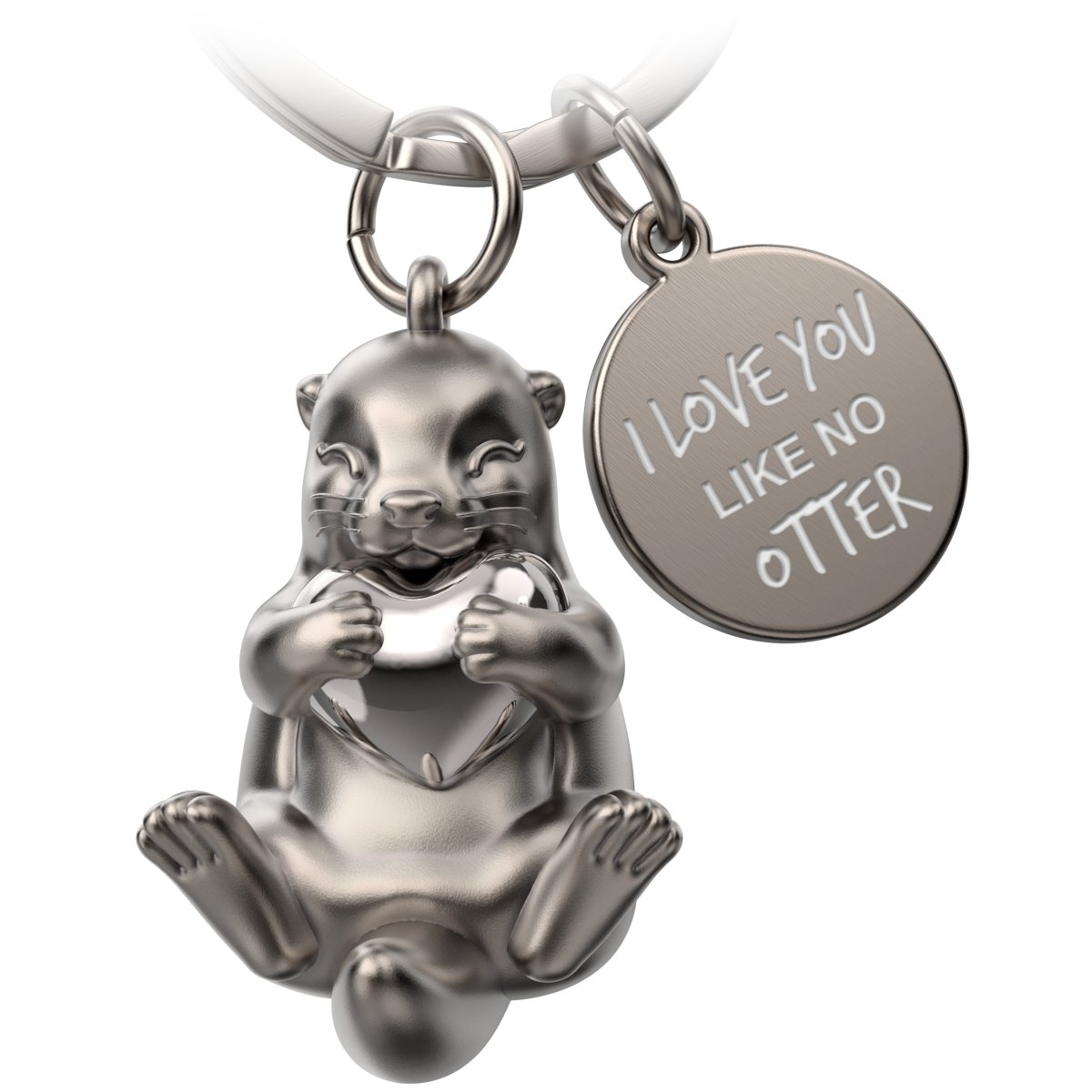 "I love you like no otter" Otter Schlüsselanhänger "Otty" mit Gravur - Liebevoller Glücksbringer mit Herz - Geschenk Partner Beste Freundin - FABACH#Farbe_Silber