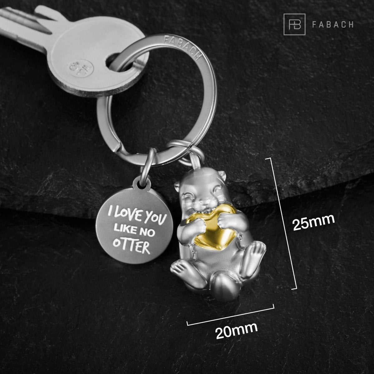"I love you like no otter" Otter Schlüsselanhänger "Otty" mit Gravur - Liebevoller Glücksbringer mit Herz - Geschenk Partner Beste Freundin - FABACH#Farbe_Gold