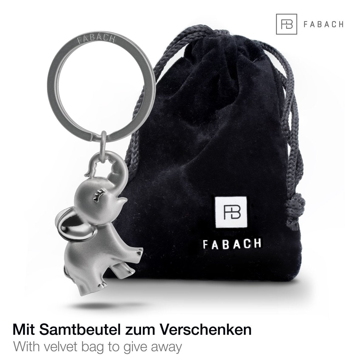 "Jumbo" Elefant Schlüsselanhänger - Süßer Baby Elefant Anhänger - Glücksbringer und Geschenk für Elefanten-Liebhaber - FABACH#farbe_silber