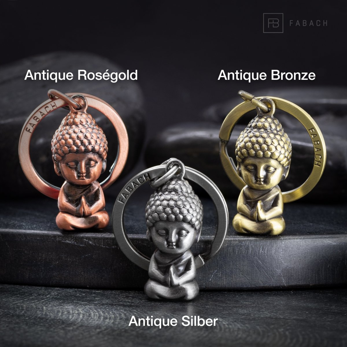 "Karma" Buddha Schlüsselanhänger - Buddha Anhänger - Mini-Buddha Glücksbringer Auto - Chakra Yoga Geschenk Figur - FABACH