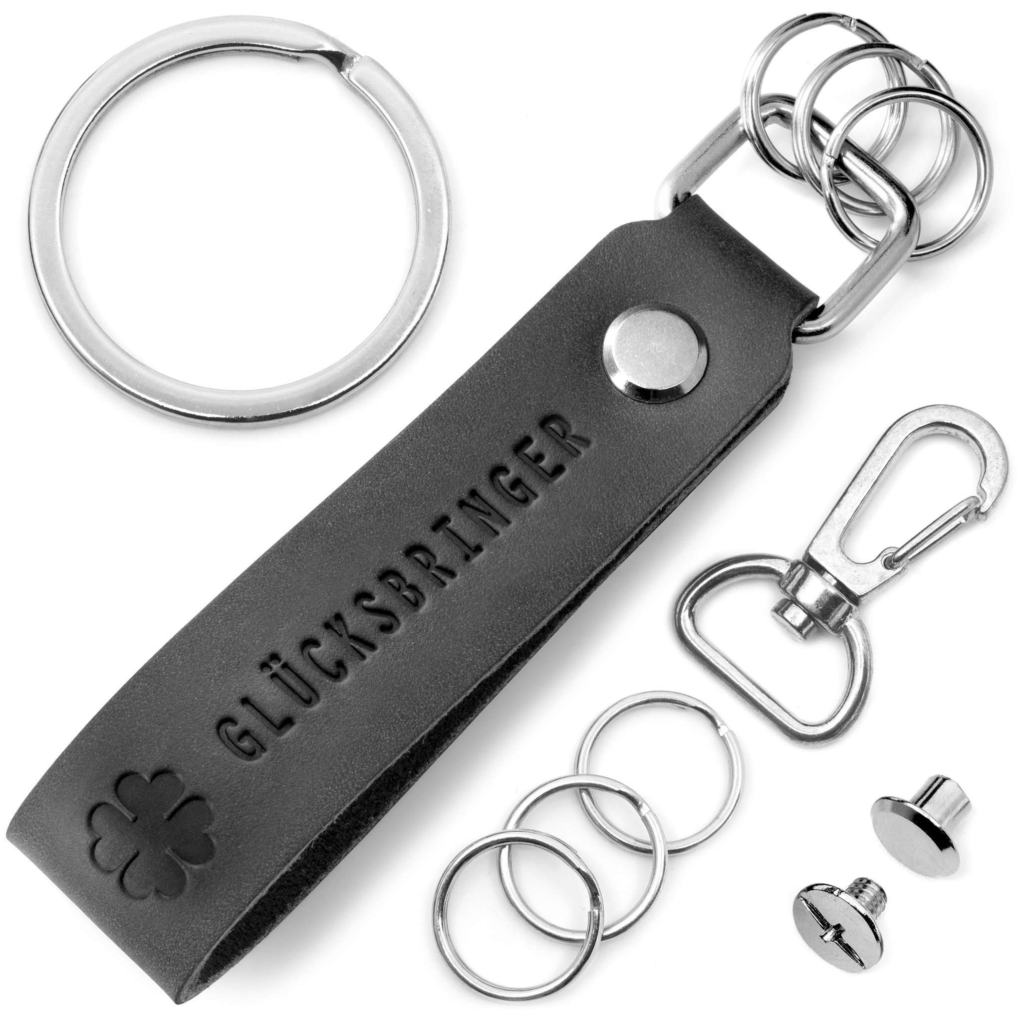 "Glücksbringer" Leder-Schlüsselanhänger mit wechselbarem Schlüsselring - FABACH#farbe_schwarz